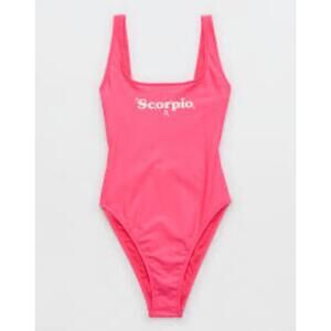 Aerie Astrology Scorpio Babewatch Cheekiest Pink‎ One Piece Swimsuit Size Small